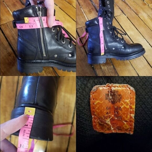 Harley Davidson Distressed Chunky Lace-up Motorcycle Moto Boot Ankle Booties 6.5 - Picture 4 of 9